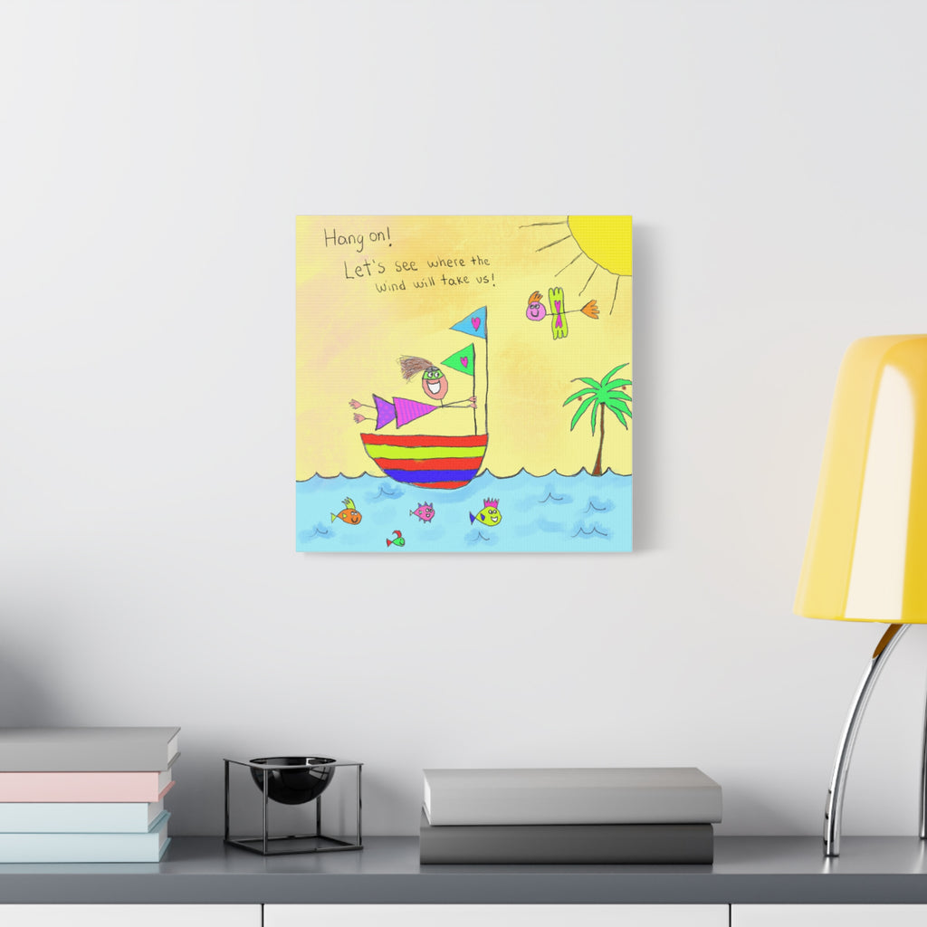 Inspirational Canvas Art "Where Will The Wind Take Us" — Whimsical Illustration