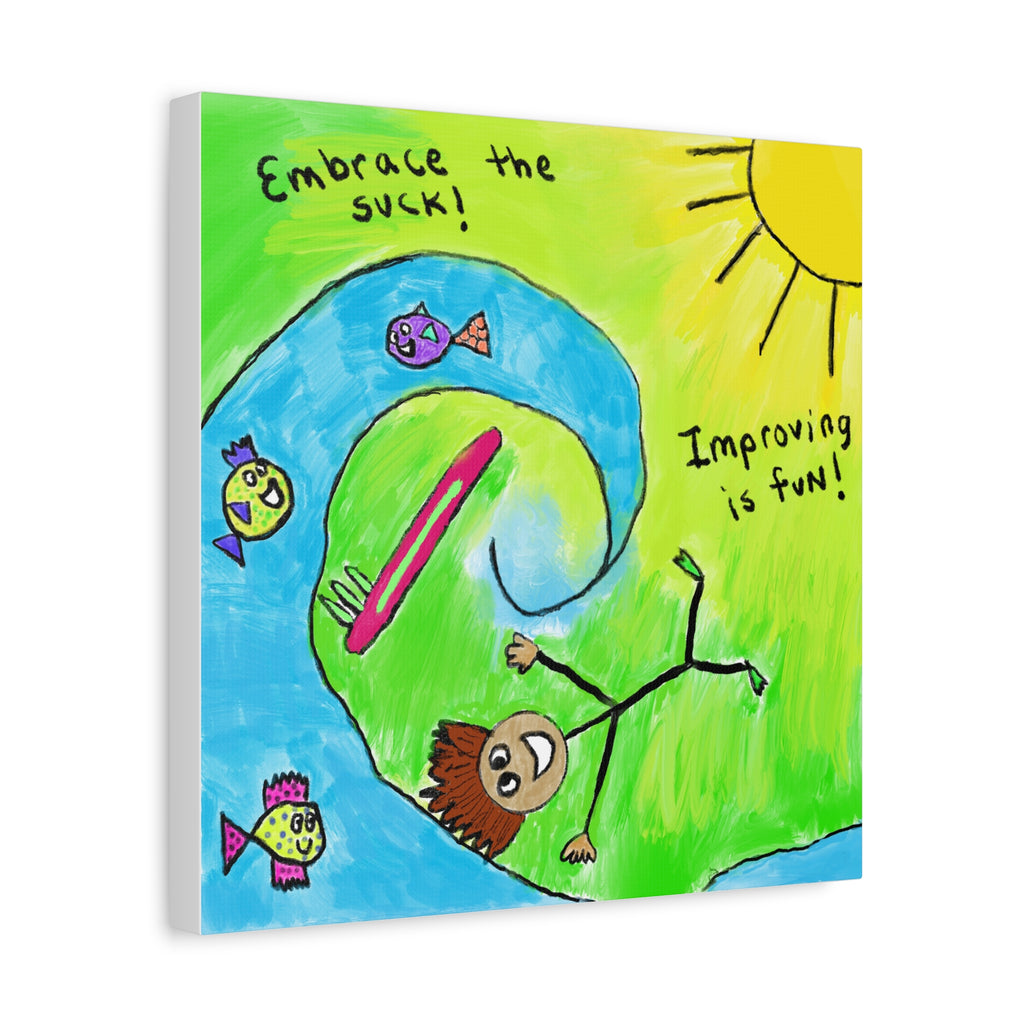 Inspirational Canvas Art "Embrace the Suck" — Whimsical Illustration