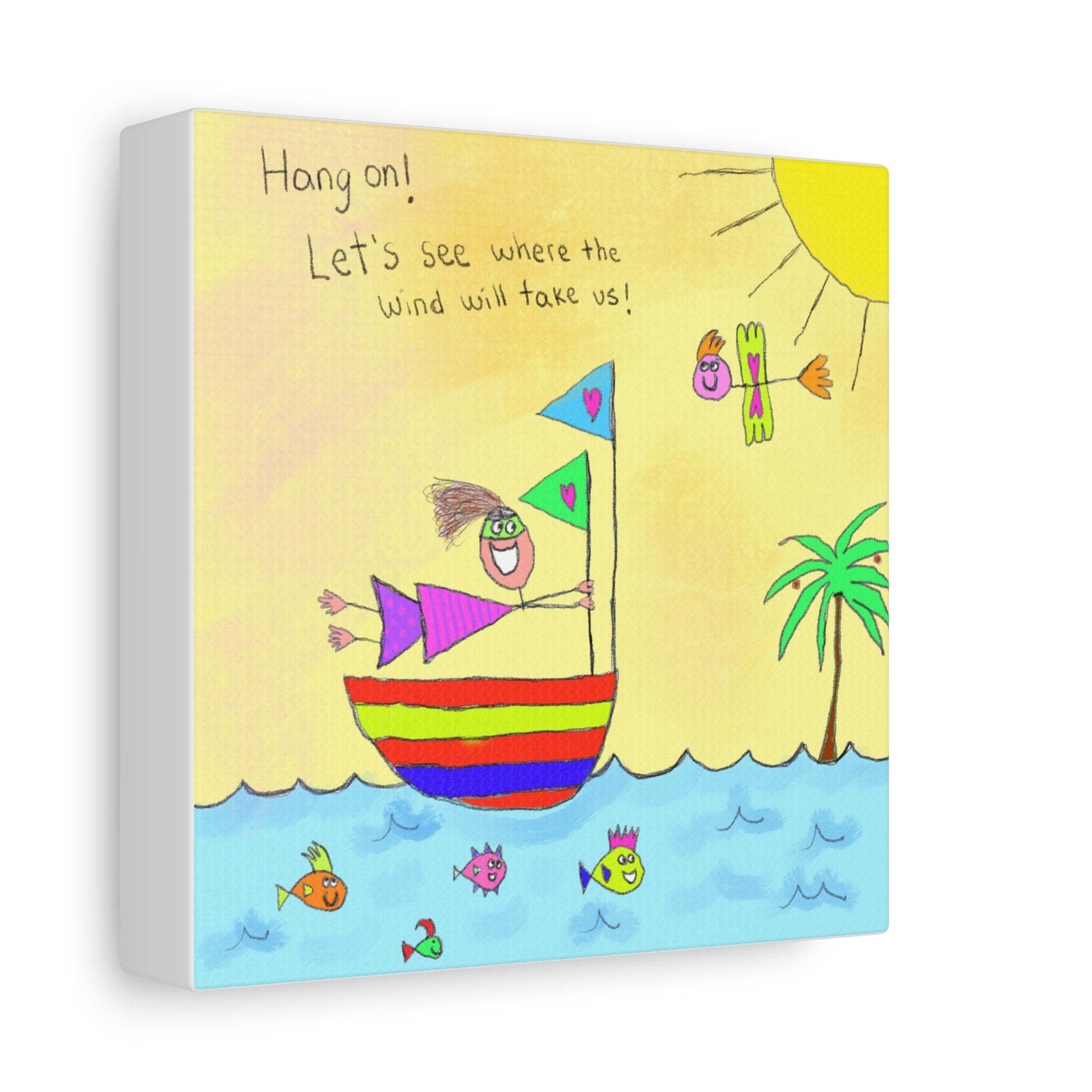 Inspirational Canvas Art "Where Will The Wind Take Us" — Whimsical Illustration