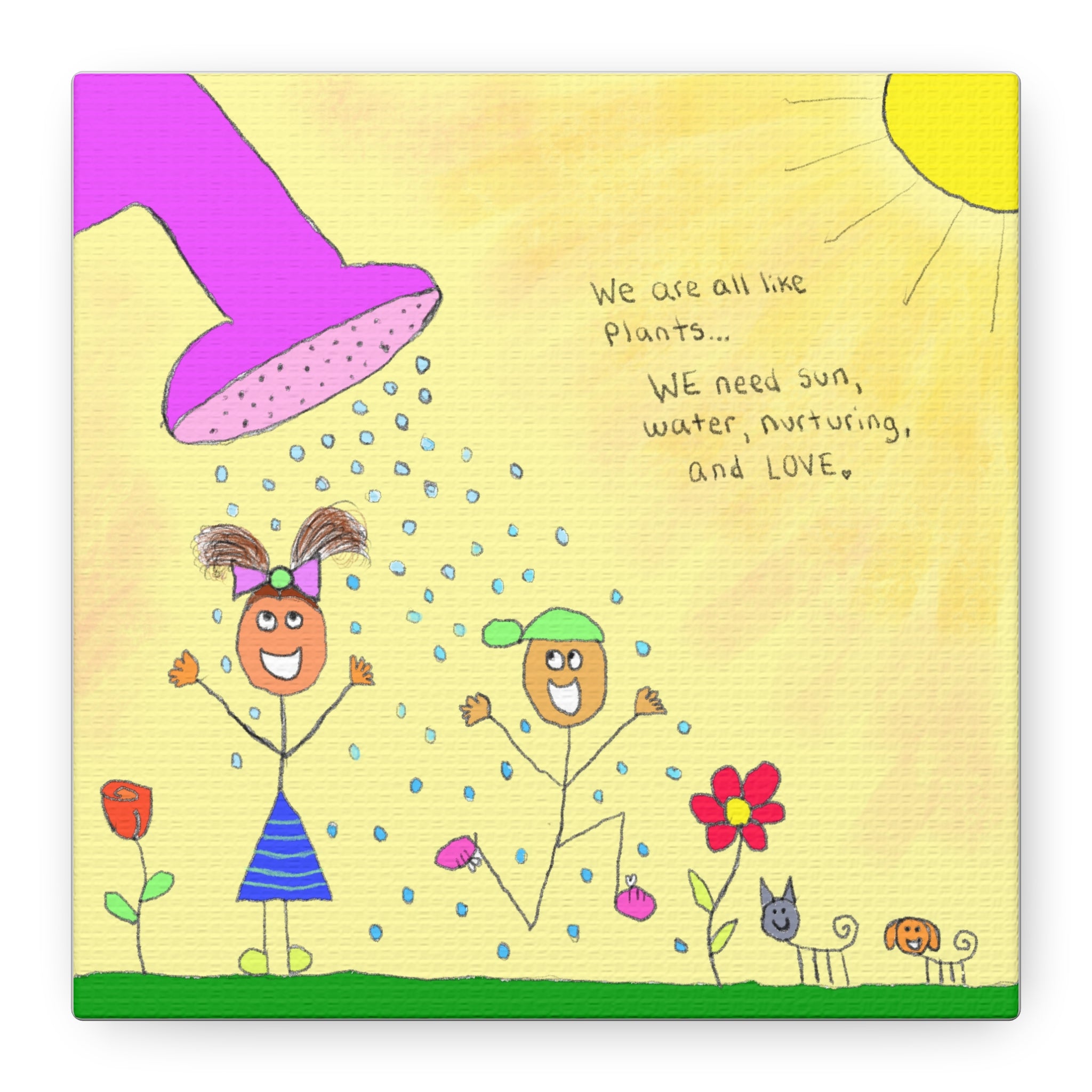 Inspirational Canvas Art "We Are Like Plants" — Whimsical Illustration