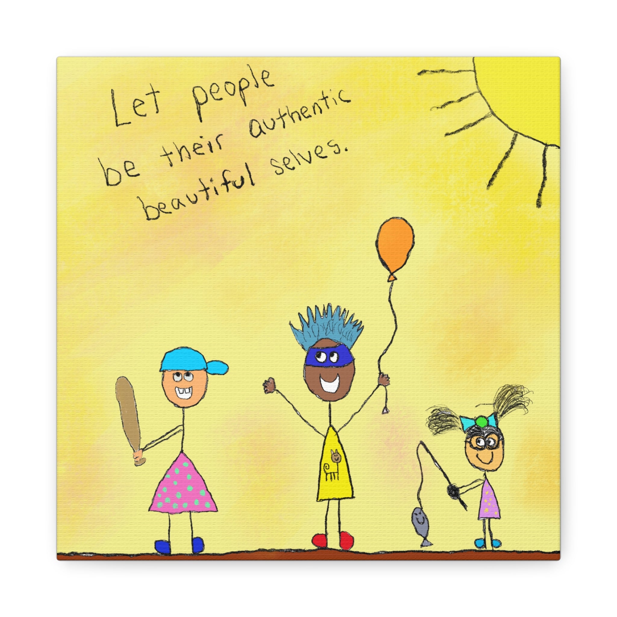 Inspirational Canvas Art "Authentic Selves" — Whimsical Illustration