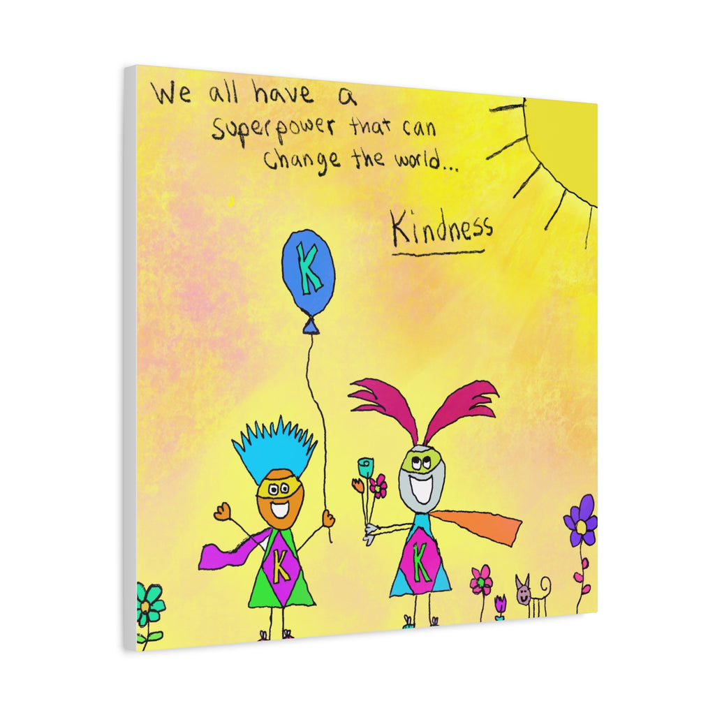 Inspirational Canvas Art "Kindness Superhero" — Whimsical Illustration