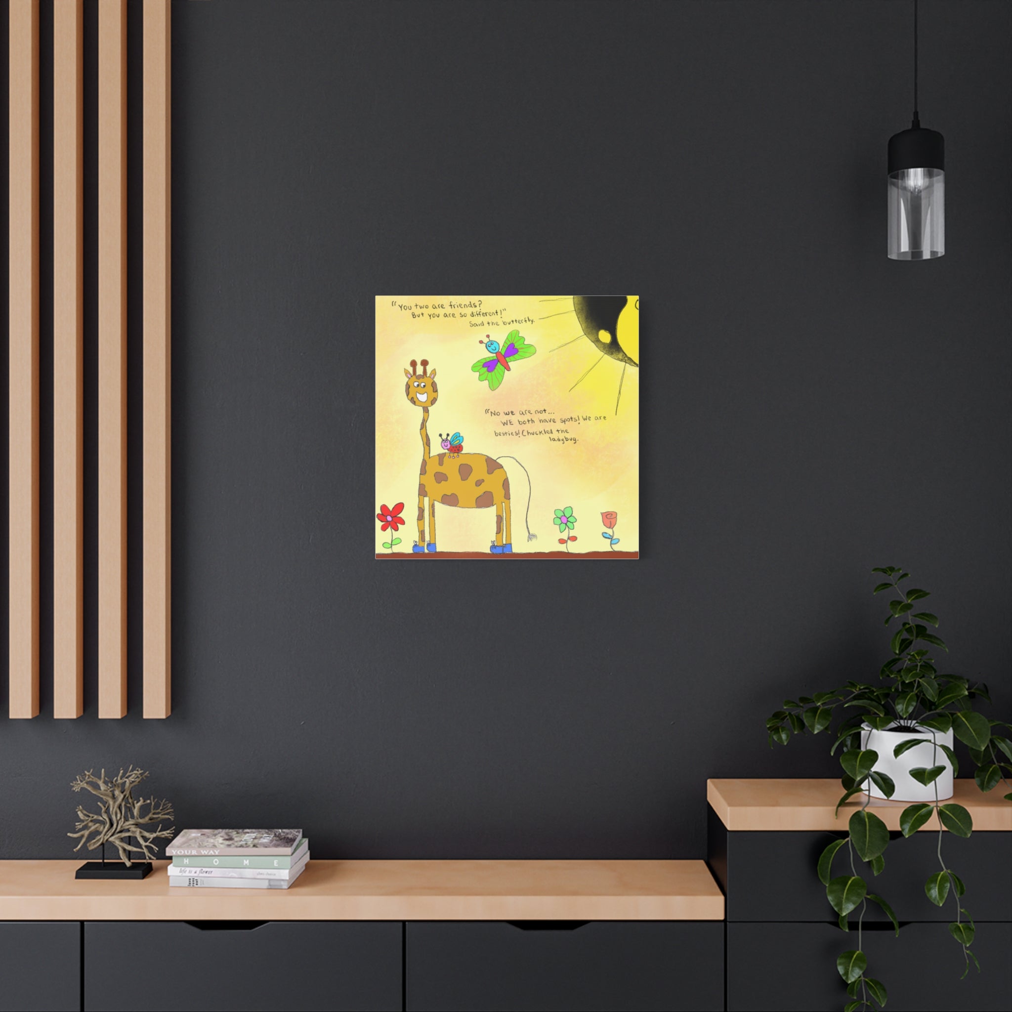 Inspirational Canvas Art "Ying and Yang friendship " — Whimsical Illustration