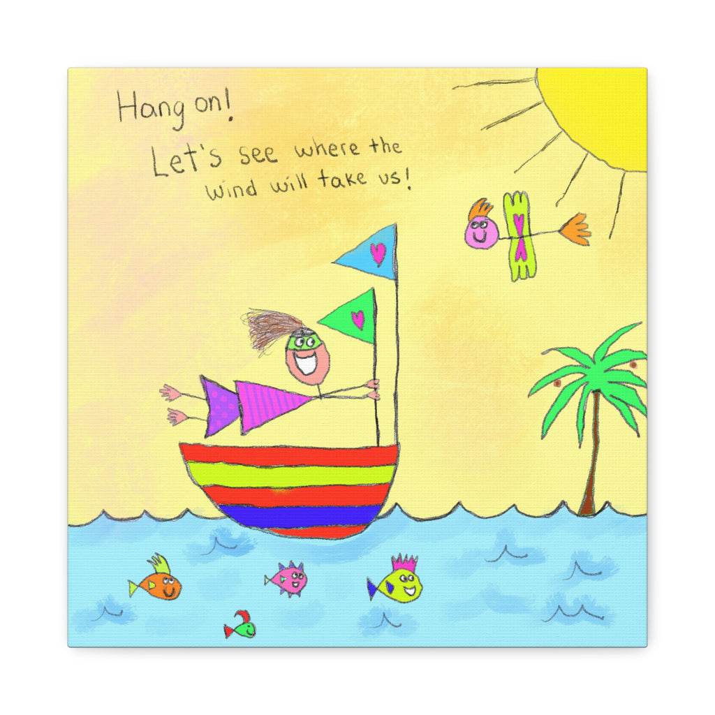 Inspirational Canvas Art "Where Will The Wind Take Us" — Whimsical Illustration