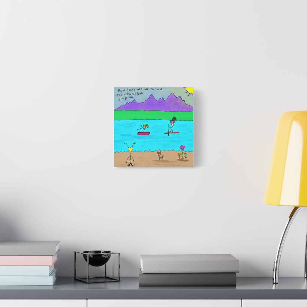 Inspirational Canvas Art "The World Is A Playground" — Whimsical Illustration