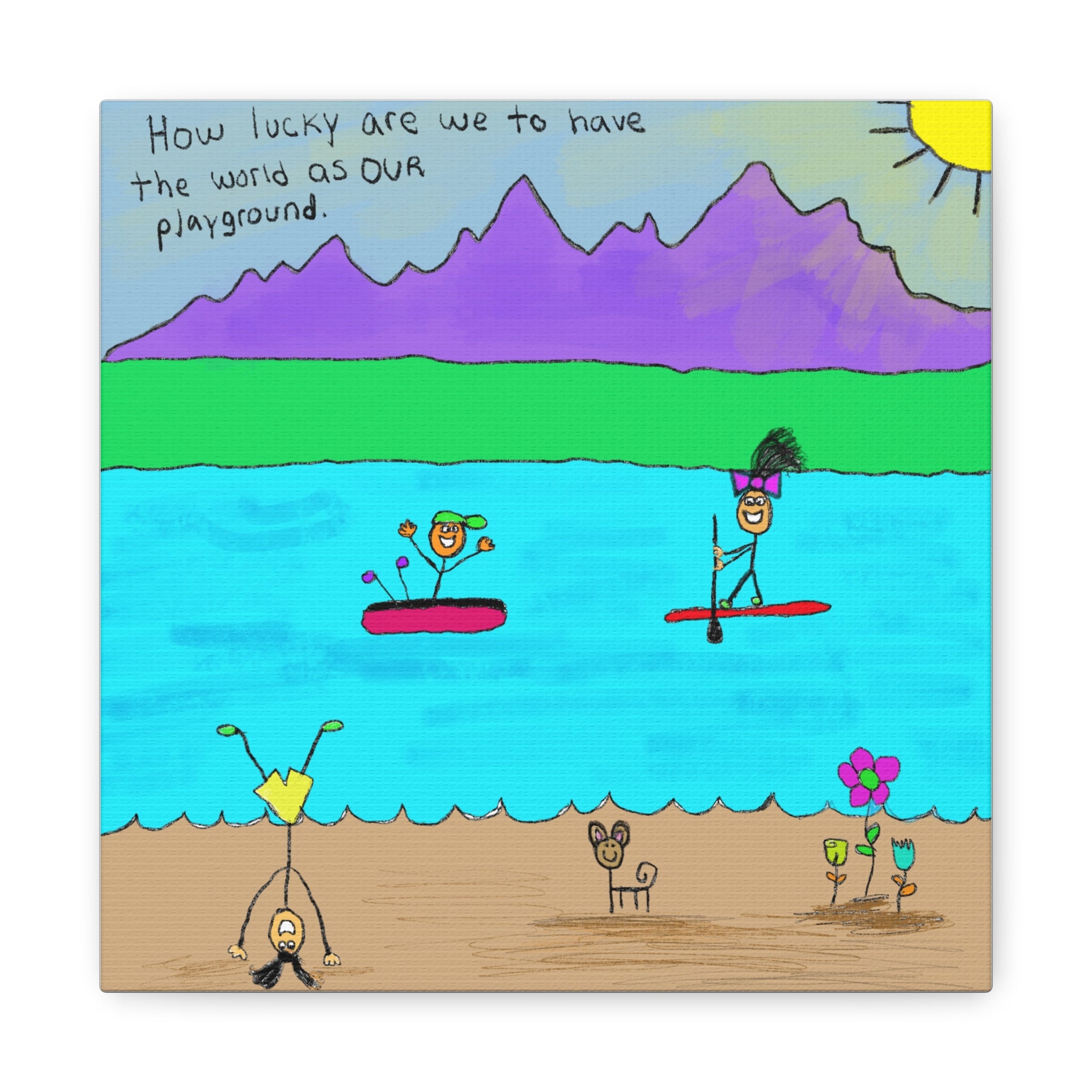 Inspirational Canvas Art "The World Is A Playground" — Whimsical Illustration