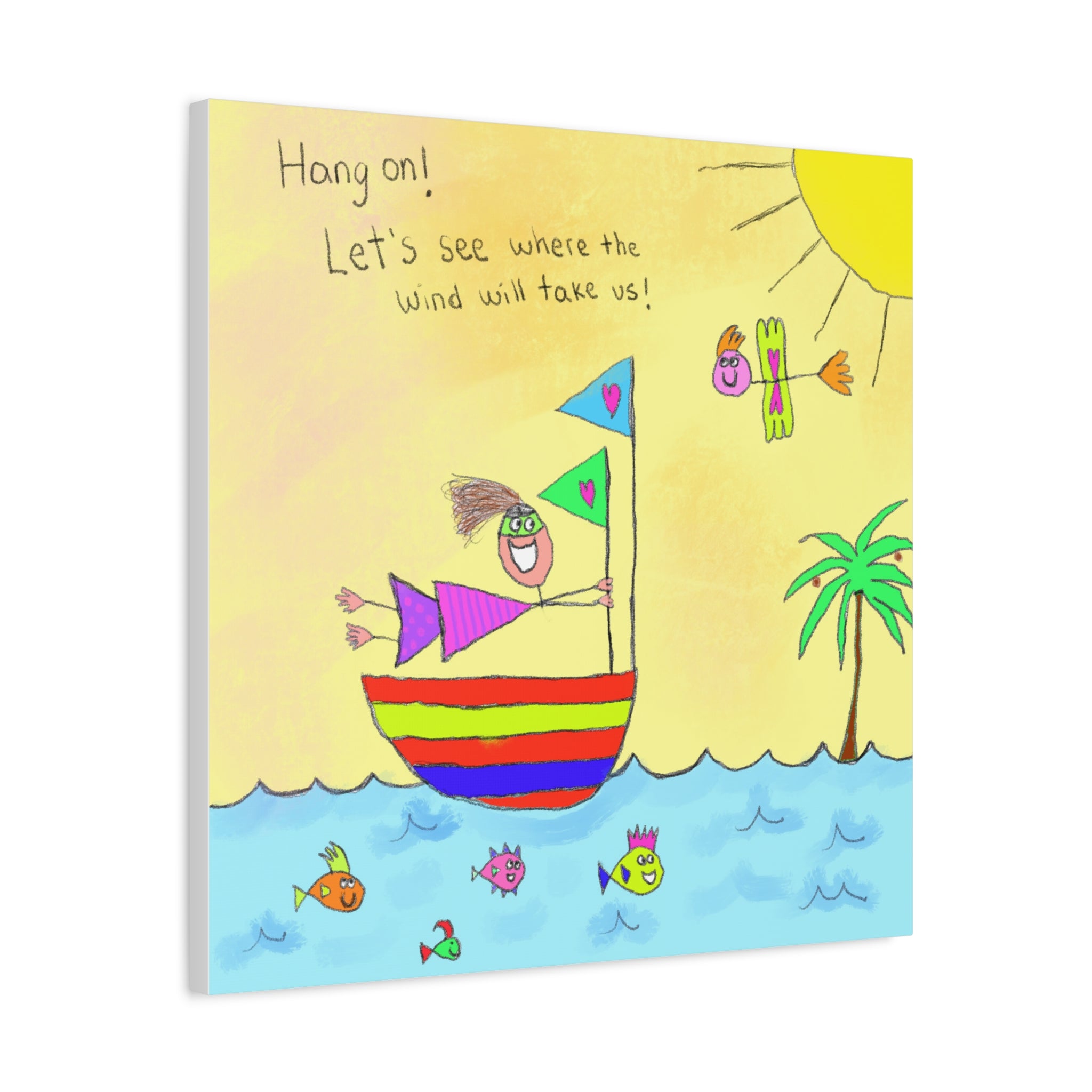 Inspirational Canvas Art "Where Will The Wind Take Us" — Whimsical Illustration