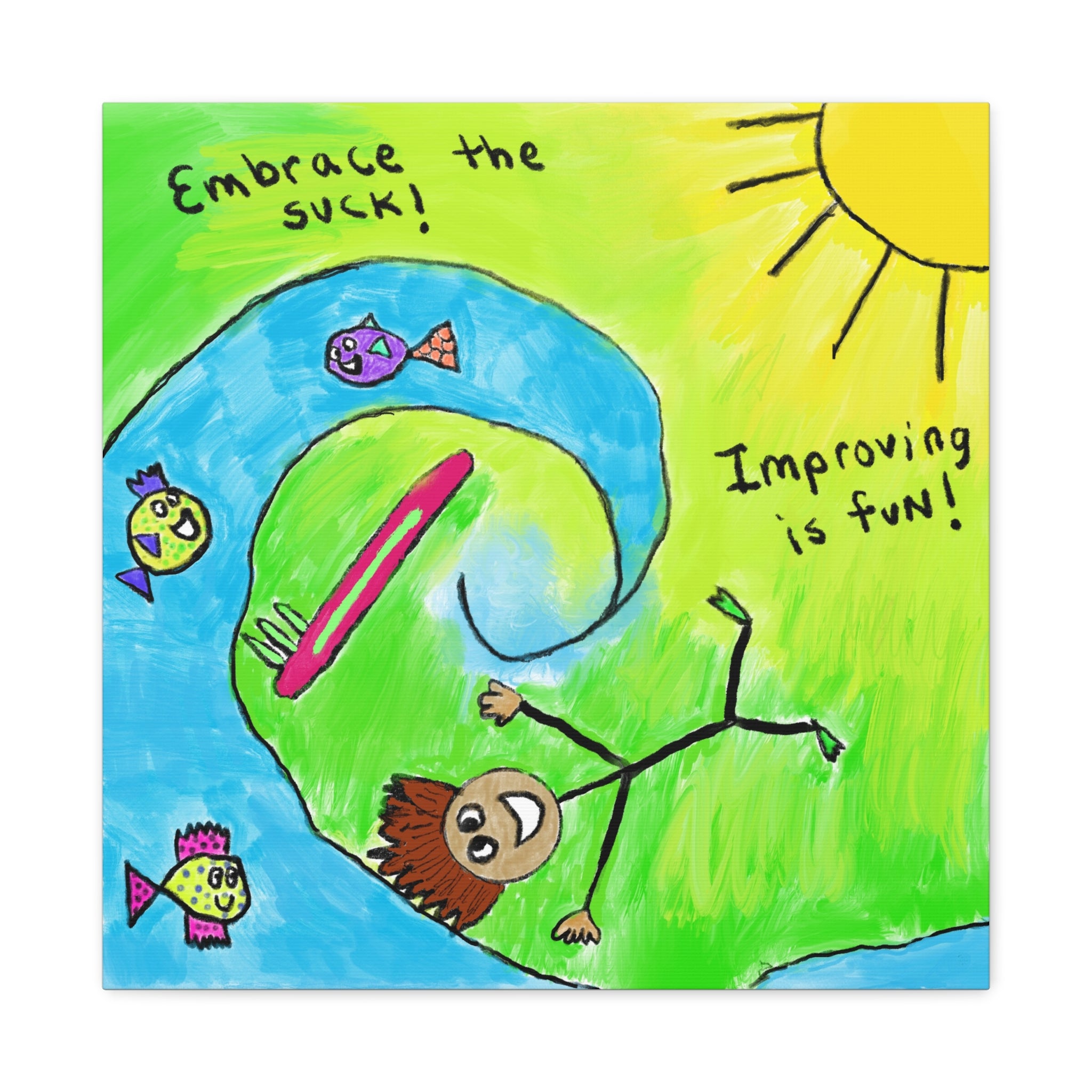 Inspirational Canvas Art "Embrace the Suck" — Whimsical Illustration