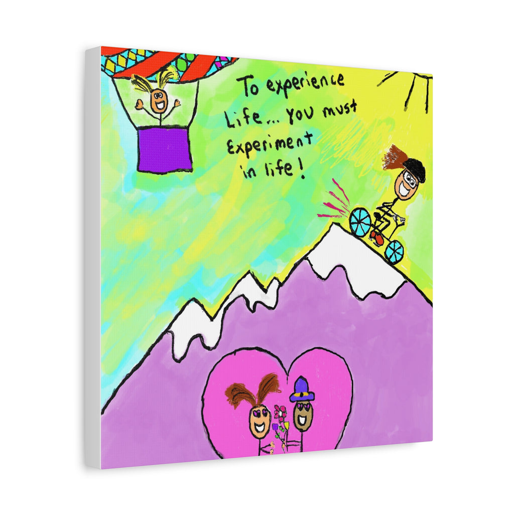 Inspirational Canvas Art "Experience and  Experiment in Life" — Whimsical Illustration