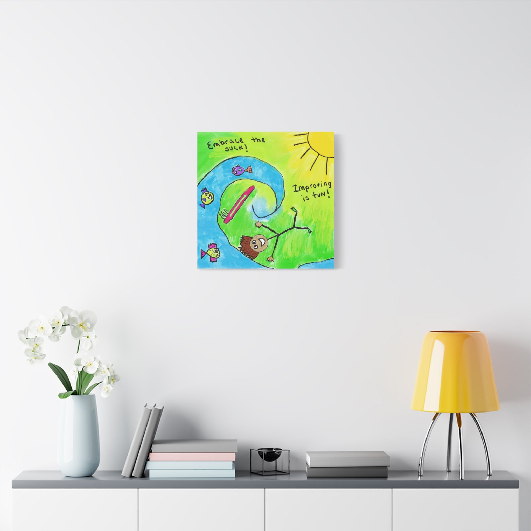 Inspirational Canvas Art "Embrace the Suck" — Whimsical Illustration