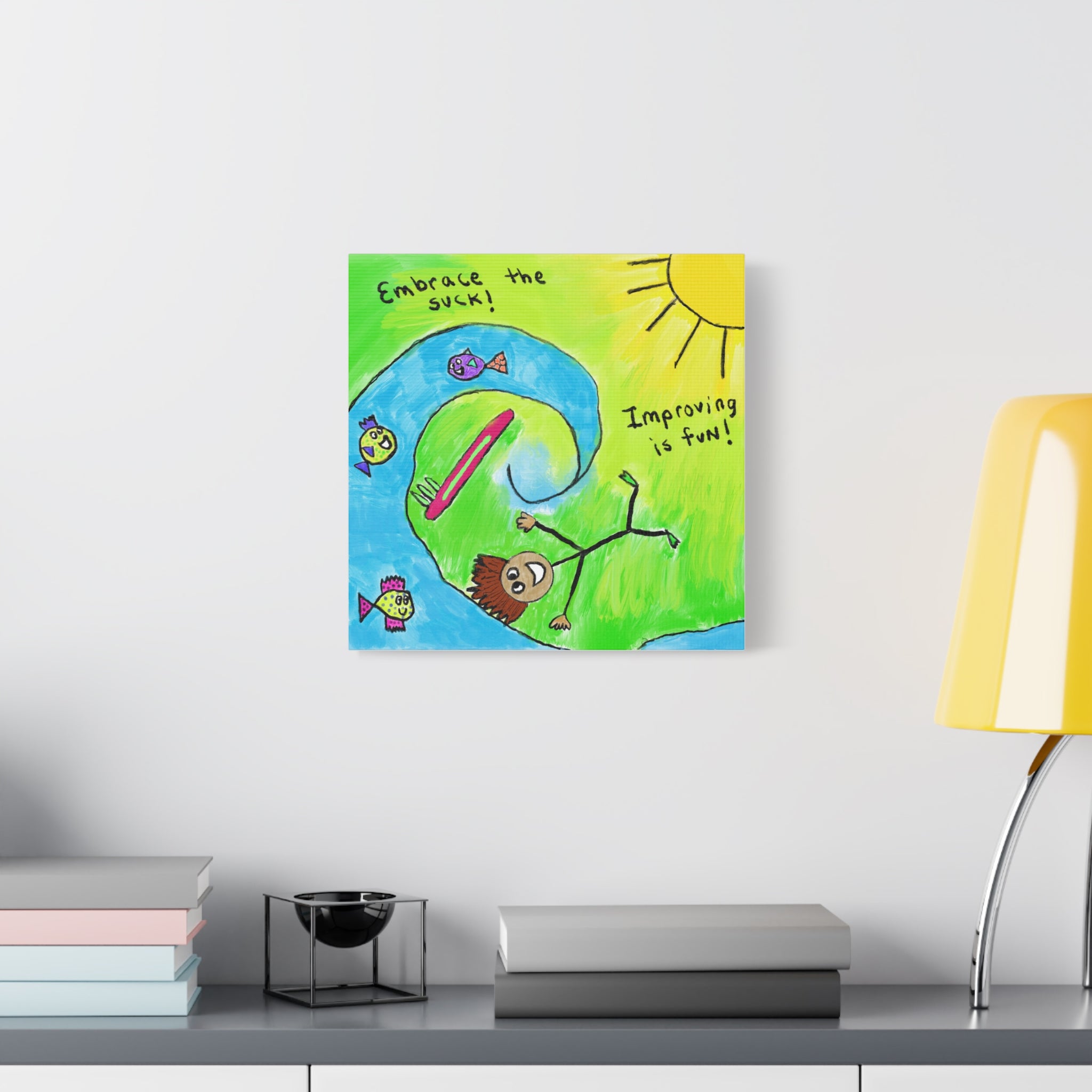 Inspirational Canvas Art "Embrace the Suck" — Whimsical Illustration