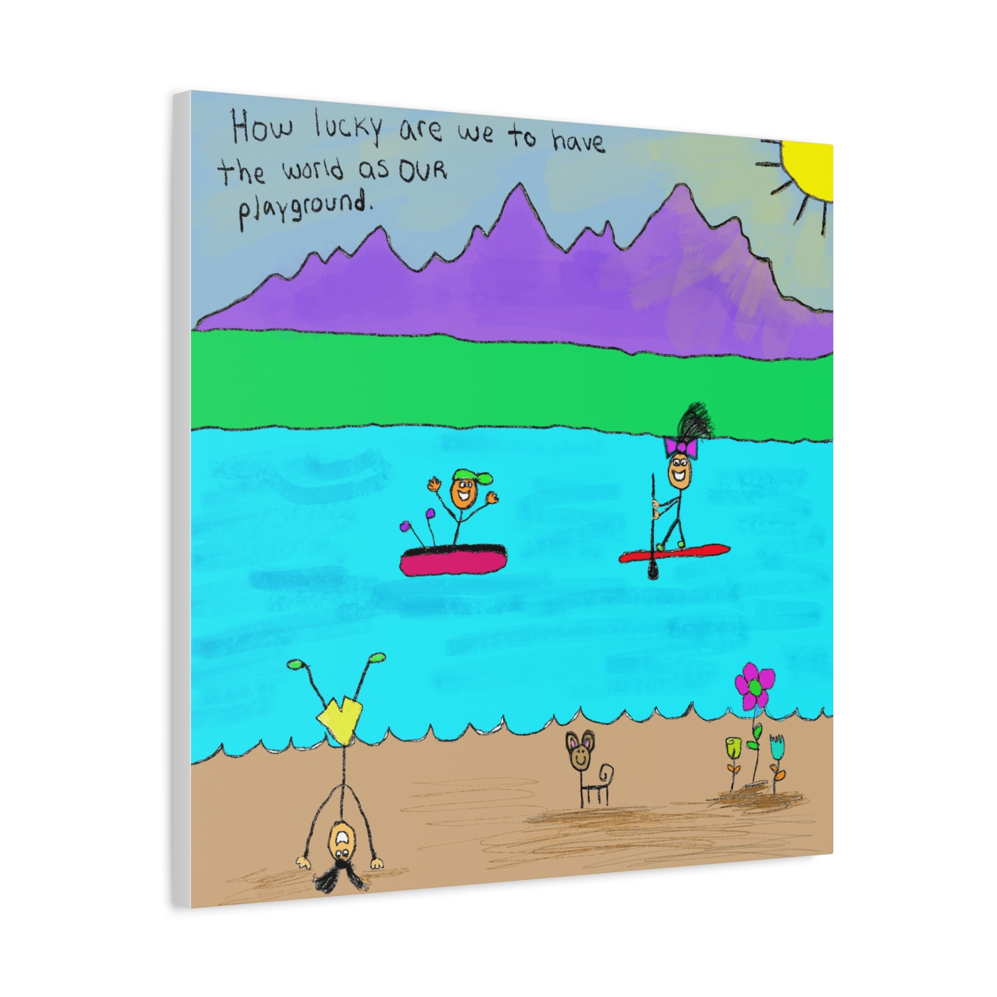 Inspirational Canvas Art "The World Is A Playground" — Whimsical Illustration