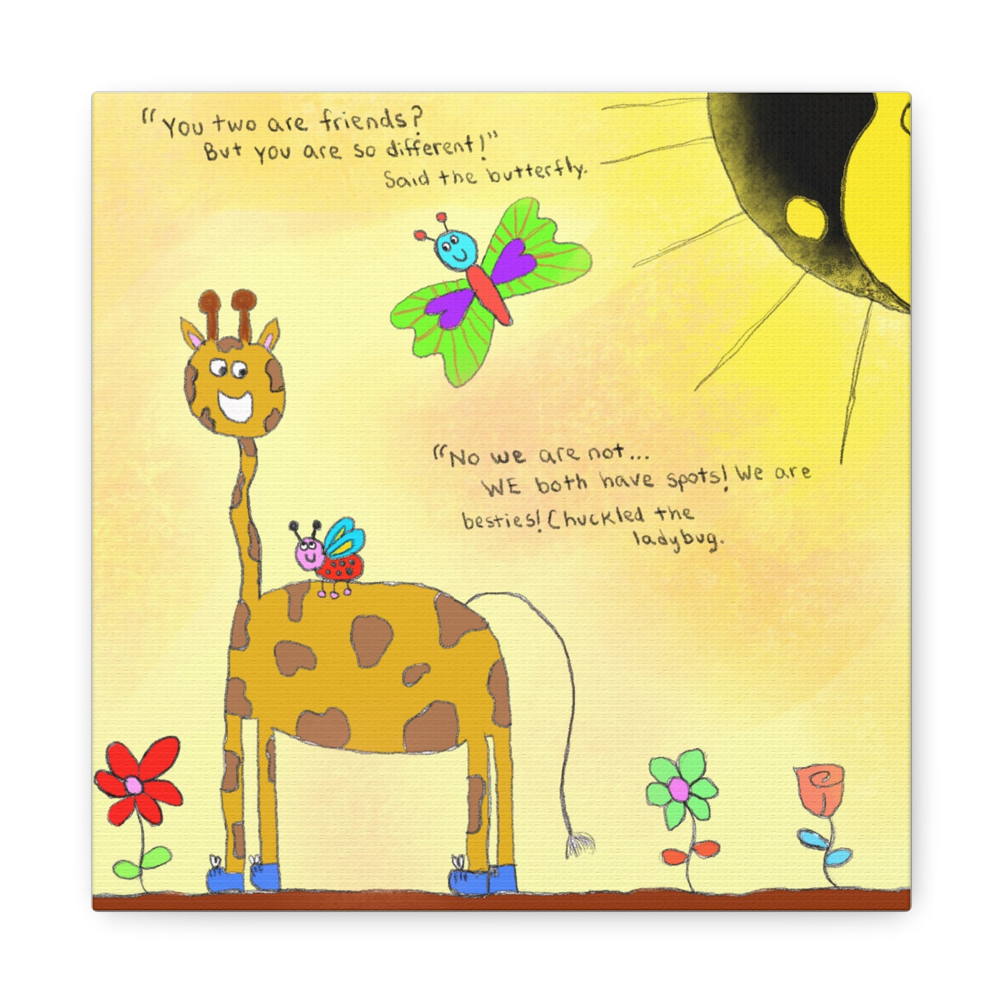 Inspirational Canvas Art "Ying and Yang friendship " — Whimsical Illustration