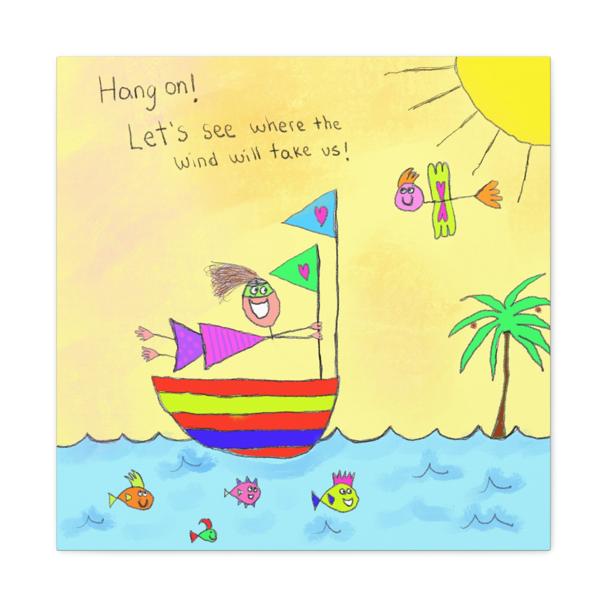 Inspirational Canvas Art "Where Will The Wind Take Us" — Whimsical Illustration