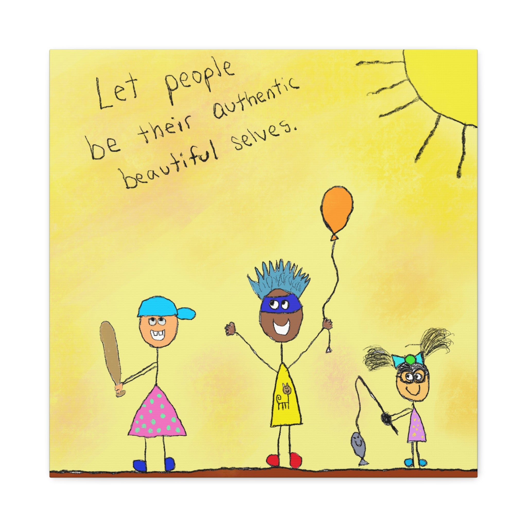 Inspirational Canvas Art "Authentic Selves" — Whimsical Illustration