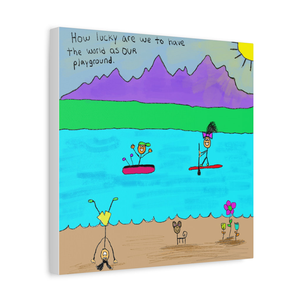 Inspirational Canvas Art "The World Is A Playground" — Whimsical Illustration