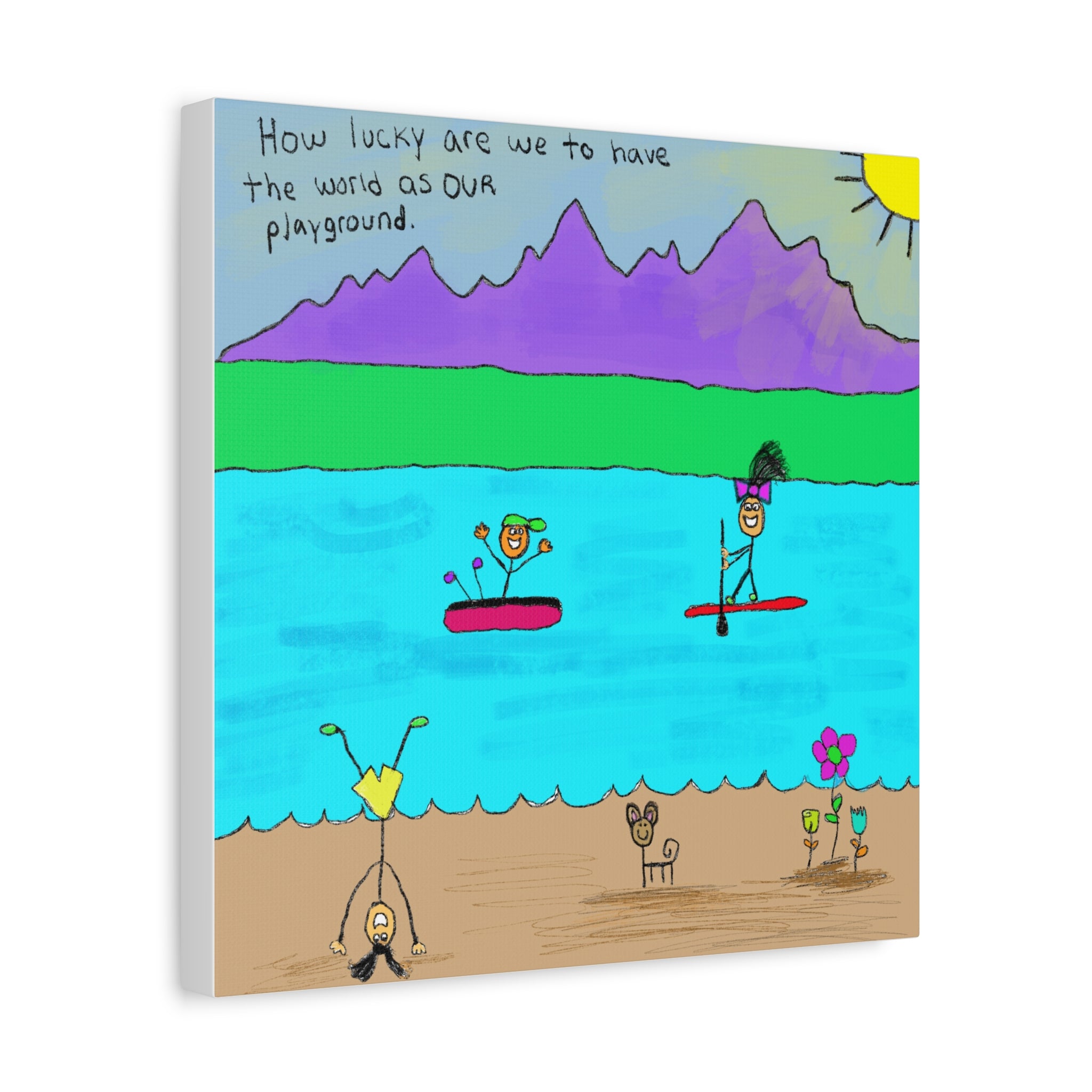 Inspirational Canvas Art "The World Is A Playground" — Whimsical Illustration