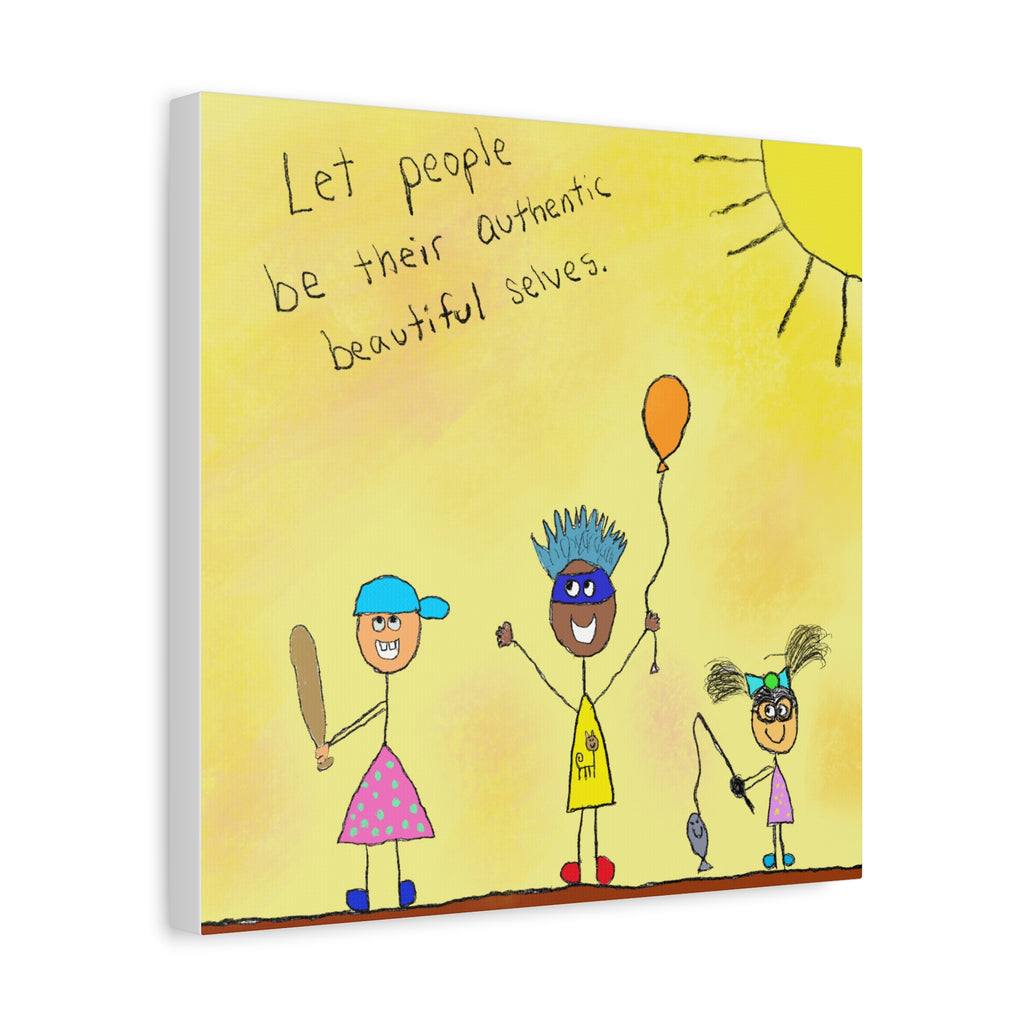 Inspirational Canvas Art "Authentic Selves" — Whimsical Illustration