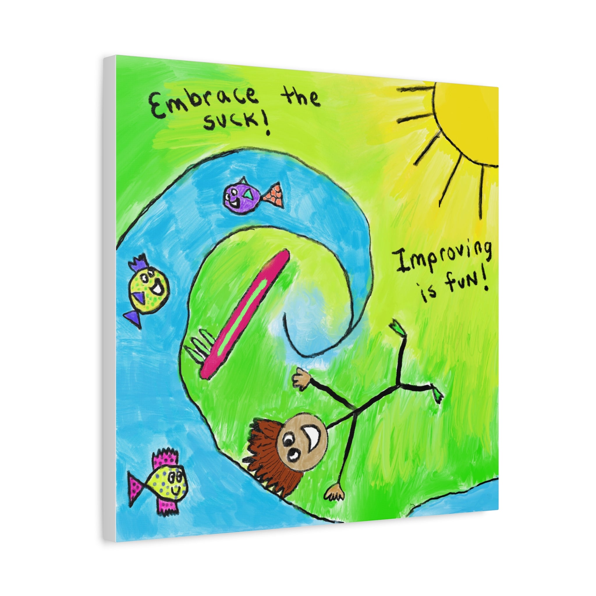 Inspirational Canvas Art "Embrace the Suck" — Whimsical Illustration
