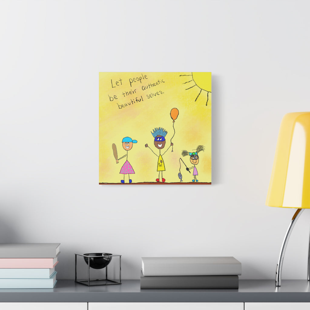 Inspirational Canvas Art "Authentic Selves" — Whimsical Illustration