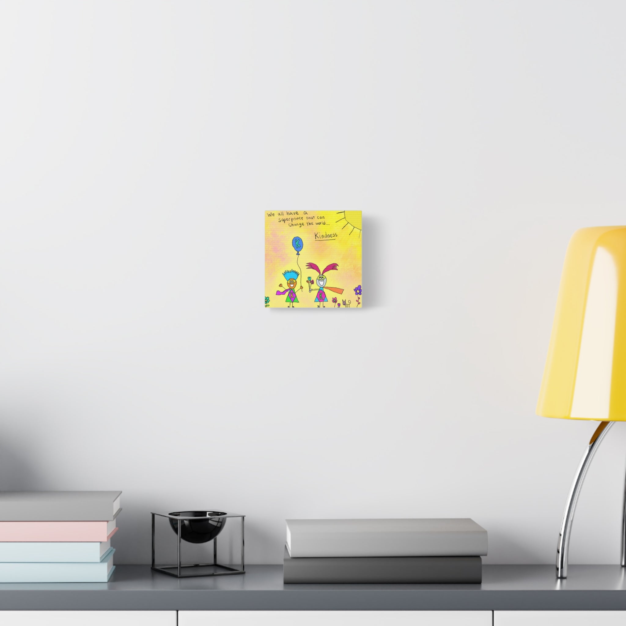 Inspirational Canvas Art "Kindness Superhero" — Whimsical Illustration