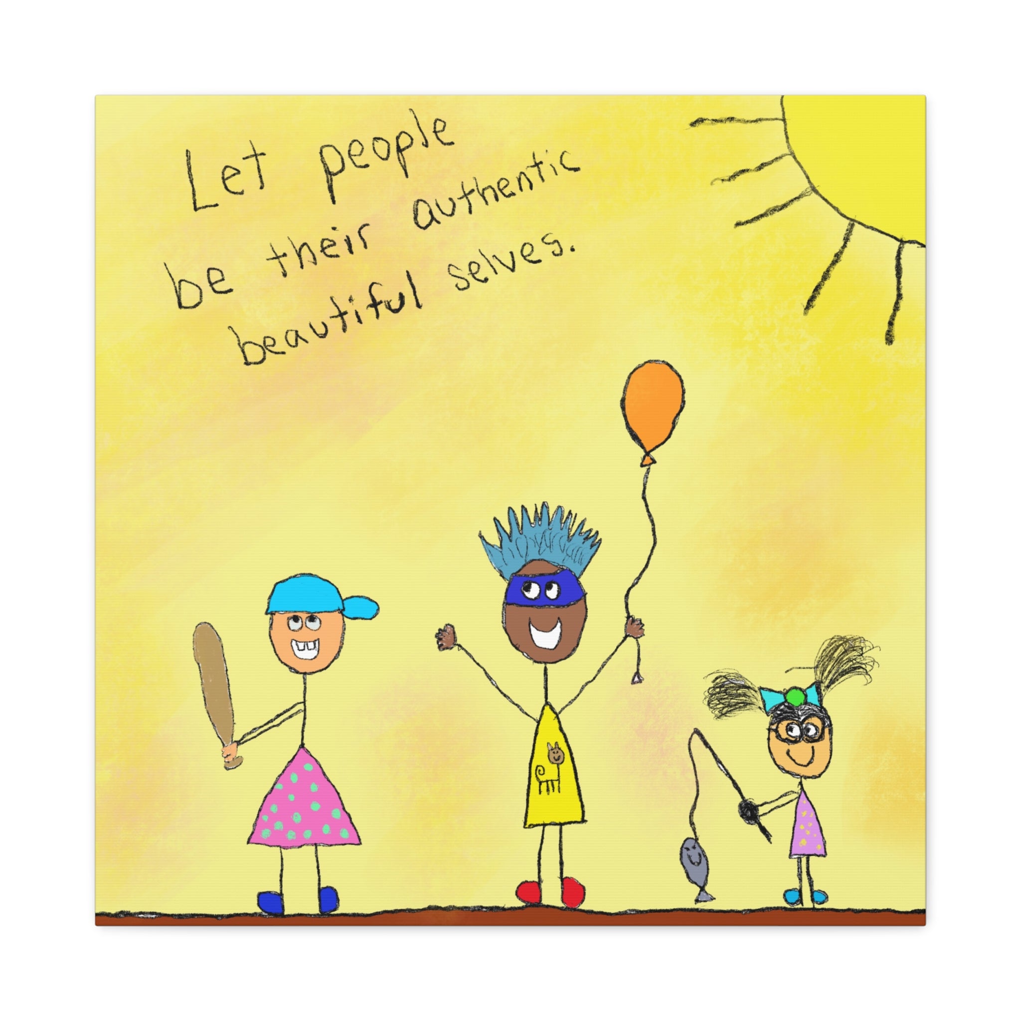Inspirational Canvas Art "Authentic Selves" — Whimsical Illustration