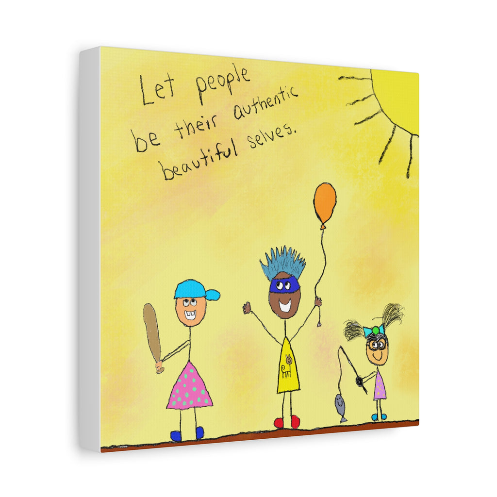 Inspirational Canvas Art "Authentic Selves" — Whimsical Illustration