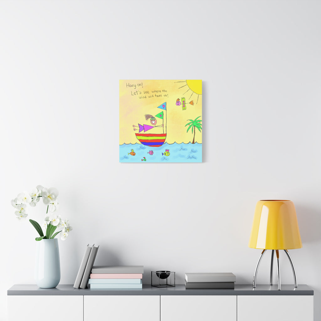 Inspirational Canvas Art "Where Will The Wind Take Us" — Whimsical Illustration